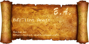 Bálint Anett névjegykártya